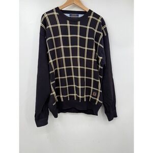 Tommy‎ Hilfiger Golf Mens Sweater Navy Plaid Crew Neck Long Sleeve XL